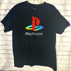 PlayStation Vintage Shirt Throwback 90s Logo Retro Gamers Black XLarge